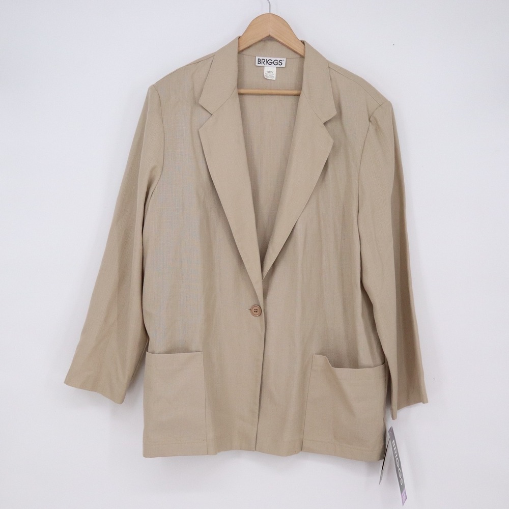 Briggs Pant Suit Womens 18W Tan Easy Care Washable 2pc NWT
